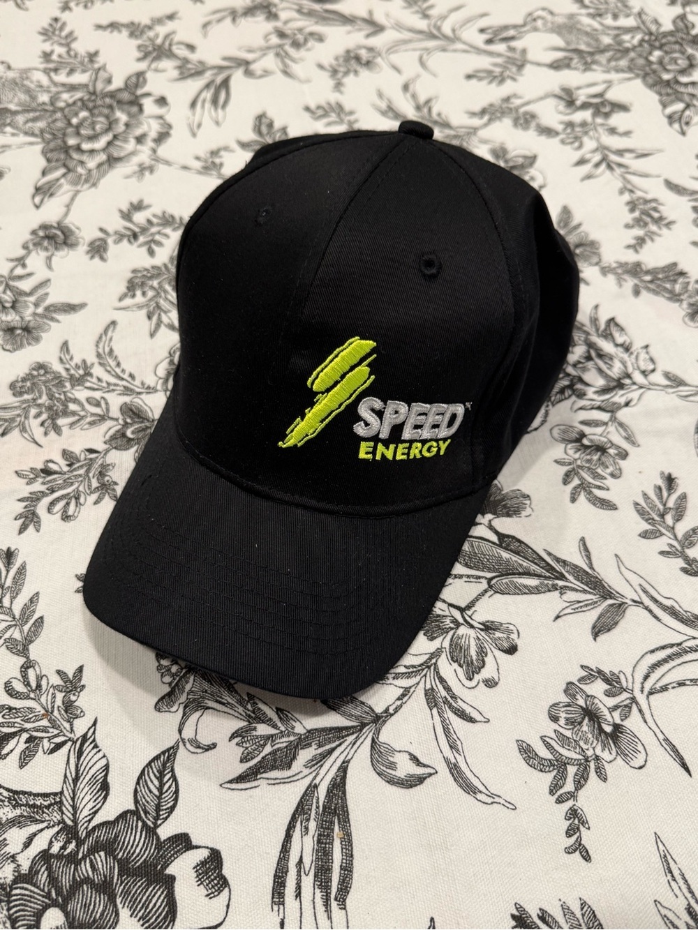 Speed Energy Black Baseball Cap with Neon Yellow Logo